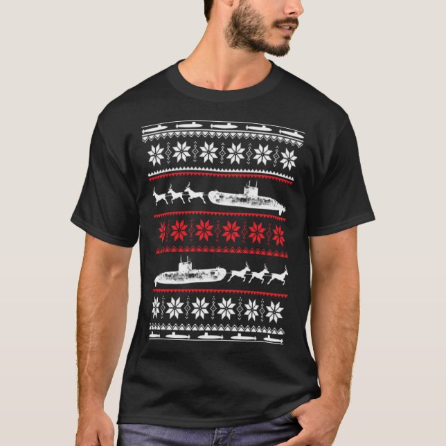 T-shirt Merry Submarine Job Ugly Christmas Sweater Funny T (Devant)