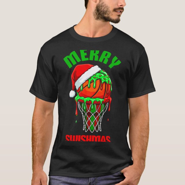 T-shirt Merry Swishmas Basketball Ugly Christmas Xmas Men  (Devant)
