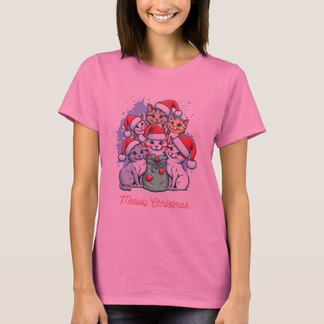 T-shirt Merveilleuse chemise de Noël, chats de Noël (Devant)