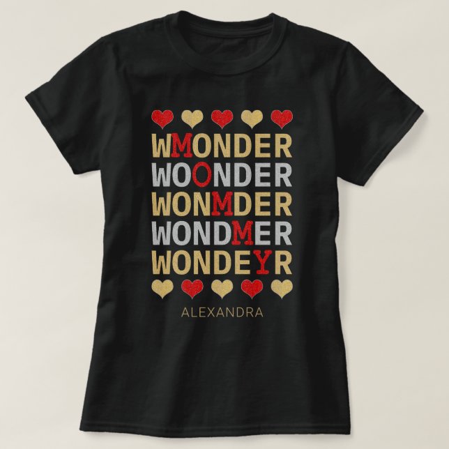 T-shirt Merveilleuse maman Rouge Or Parties scintillant ar (Design devant)