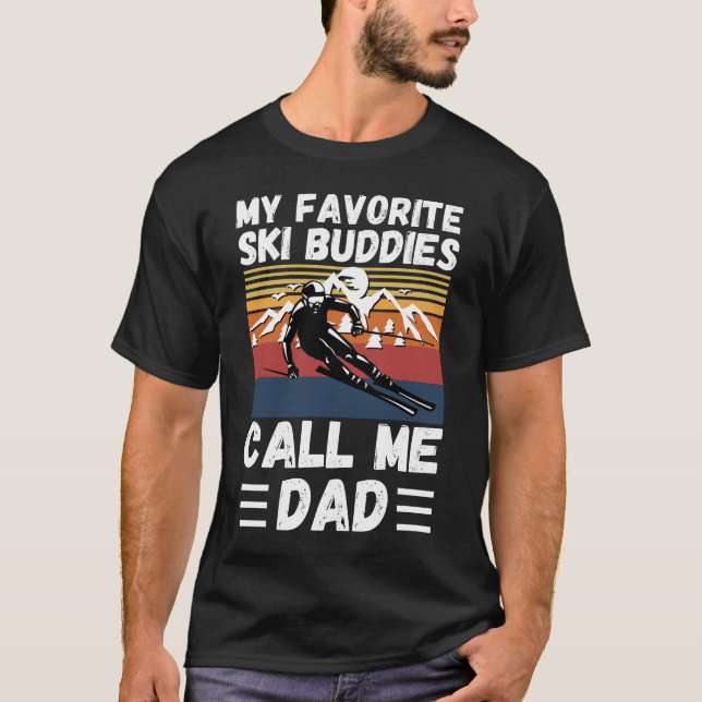 T-shirt Mes Amoureux De Ski Préférés M'Appelez Papa (Devant)
