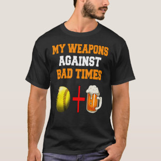 T-shirt Mes Armes Contre Les Mauvais Temps Softball + Bièr
