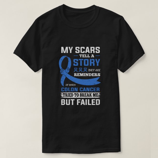 T-shirt Mes cicatrices racontent une histoire Colon Cancer (Design devant)