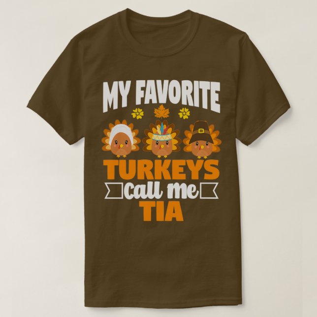 T-shirt Mes dindes préférées Appelez-Moi Tia Funny Fall Th (Design devant)
