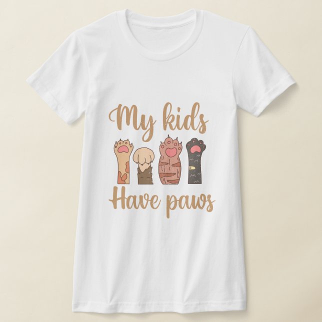 T-shirt Mes enfants ont des pattes - Chat mignon Empreinte (Poser)