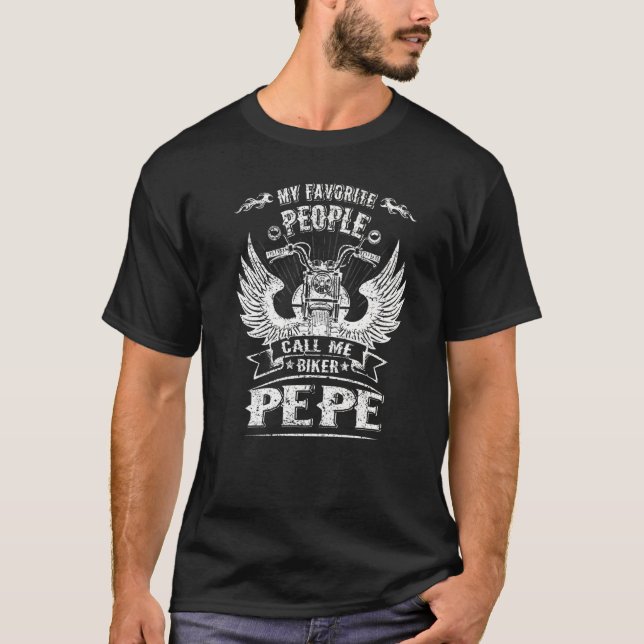 T-shirt Mes Gens Favoris M'Appelent Biker Pepe Grand-pa Mo (Devant)