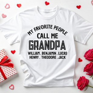 T-shirt Mes Gens Favoris M'Appelent Grand-Père Papa Annive