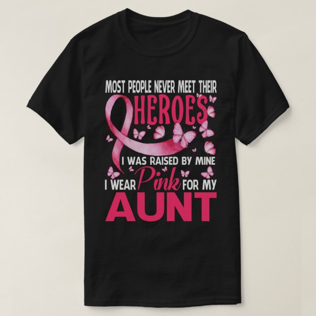 T-shirt Mes Héros Je Porte Du Rose Pour Ma Tante Cancer Du (Design devant)
