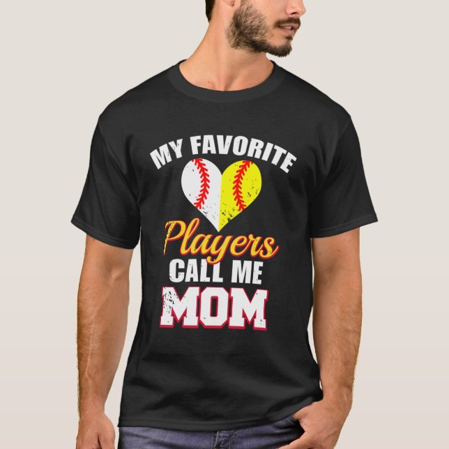 T-shirt Mes Joueurs Préférés M'Appelent Maman Baseball Sof (Devant)