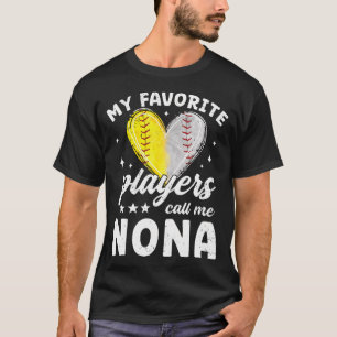 T-shirt Mes joueurs préférés m'appellent Nona Softball Bas