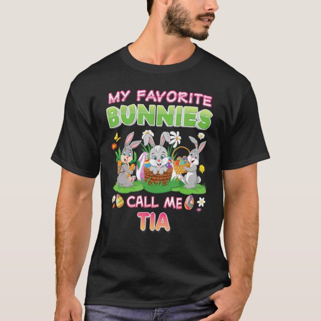 T-shirt Mes lapins Favoris M'Appelent Tia Bunny Family Oeu (Devant)