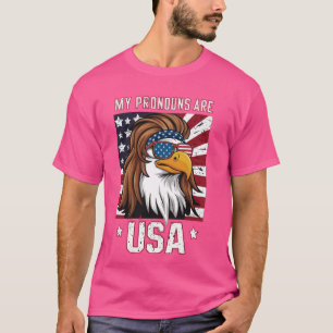 T-shirt Mes Pronounes Sont USA Eagle Drôle 4 juillet Améri
