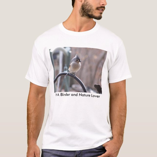 T-shirt Mésange tuftée sur le crochet de planteur, je suis (Devant)