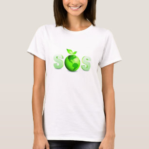 T-shirt Message de jour de la terre de la terre verte SOS