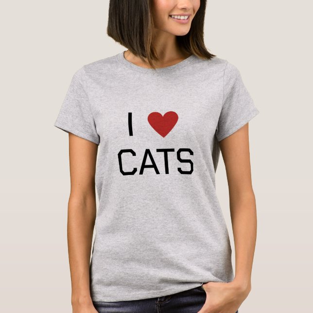 T-shirt Message I Heart Cats (Devant)