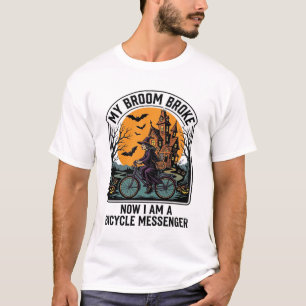 T-shirt Messager à Vélo Halloween Drôle Balai de Sorcière