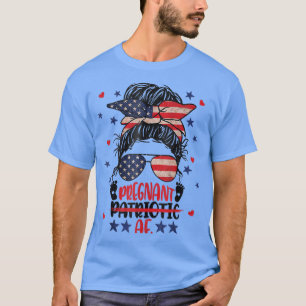 T-shirt Messy Bun 4 juillet Patriotique Af Pregna Enceinte