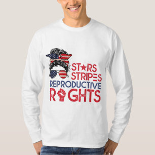 T-shirt Messy Bun American Flag Pro Choice Star Stripes Eq