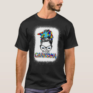 T-shirt Messy Bun Autisme Grand-mère Grandkids Puzzle Auti
