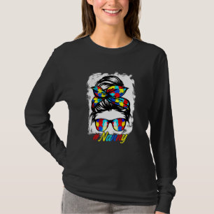 T-shirt Messy Bun Bandana Nanny filles femmes Autisme