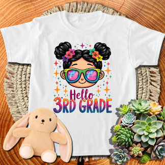 T-Shirt Messy Bun Bonjour 3e année fille Tie Dye 3e année