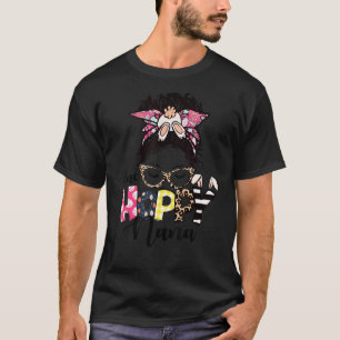 T-shirt Messy Bun Bunny One Hoppy Nana Leopard Happy Easte