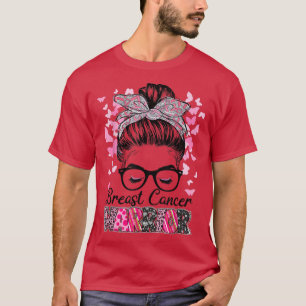 T-shirt Messy Bun Cancer du sein Guerrier Cancer du papill