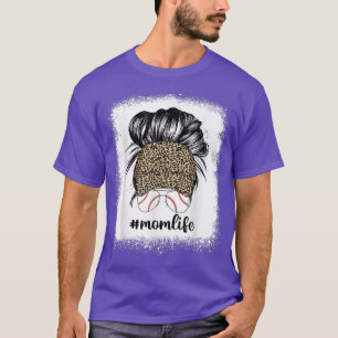 T-shirt Messy Bun Cheveux Femmes Maman Vie Cheetah Imprime