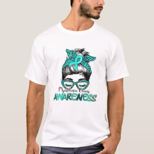 T-shirt Messy Bun cheveux Turquoise Ruban Myasthenia Gravi