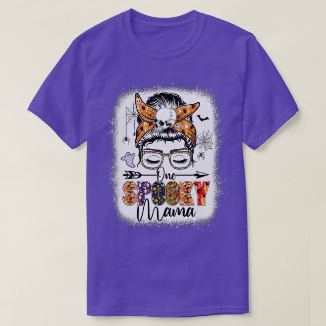 T-shirt Messy Bun Cheveux Un Costume Éffrayant Mama Hallow (Design devant)