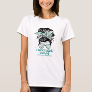 T-shirt Messy Bun Cheveux Vacciné Guerrier Cancer de l'ov