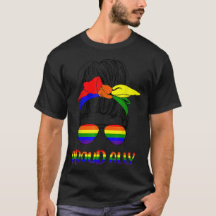 T-shirt Messy Bun Fière Ally Pride Drapeau Amour LGBT Arc-