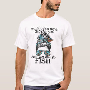 T-shirt Messy Bun Fishing Hair Don't Care Reel Girls Fish