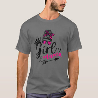 T-shirt Messy Bun Girl Mama Leopard rose mignon Coeur Amou
