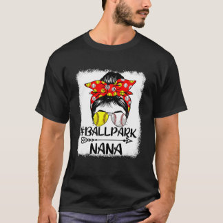 T-shirt Messy Bun Hair Ballpark Nana Softball Baseball Mot