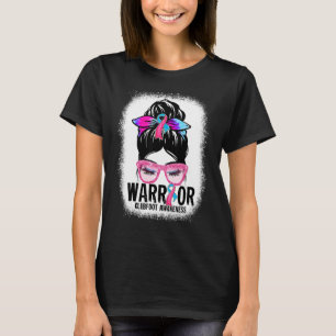 T-shirt Messy Bun Leopard Blue Rose Ribbon Clubfoot Warrio