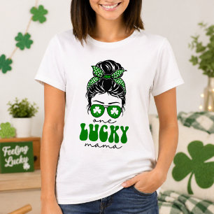 T-shirt Messy Bun Lucky One 1st Birthday Girl