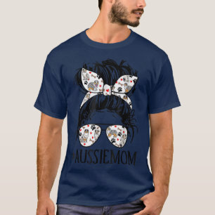 T-shirt Messy Bun Maman, Aussie Maman Verres Fête des Mère