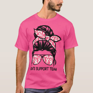 T-shirt Messy Bun Moms Soutien Équipe Cancer du sein Survi