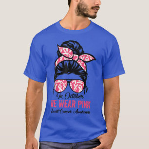 T-shirt Messy Bun Moms Soutien Équipe Cancer du sein Survi