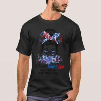 T-shirt Messy Bun Nous Portons Rouge Bleu Pour La Sensibil