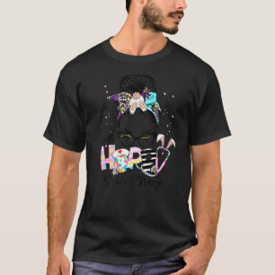 T-shirt Messy Bun One Hoppy School Nurse Bunny Nurse Cute