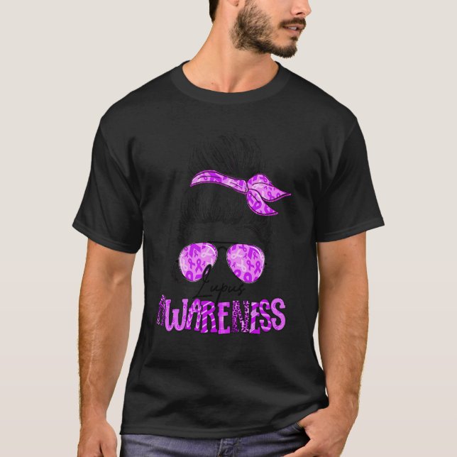 T-shirt Messy Bun Purple Ribbon Lupus Guerrier Lupus Lauré (Devant)