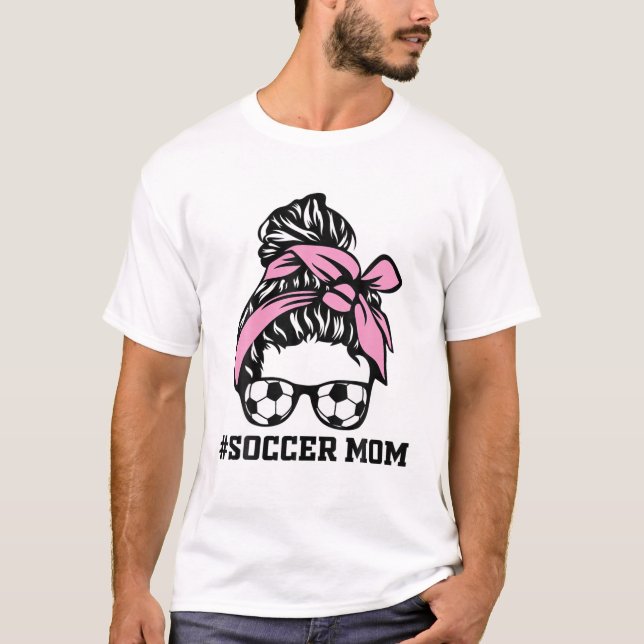 T-shirt Messy Bun Soccer Mom Life Game Day Cheer Mom (Devant)
