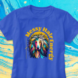 T-shirt Messy Hair Energy Chien Pop Art Shirt