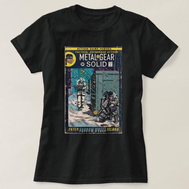 T-shirt Metal Gear Solid - 'Enter Shadow Moses' Comic Book (Design devant)