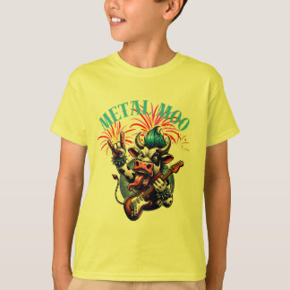 T-shirt Metal Moo-d – Rockin' Cow with a Guitar