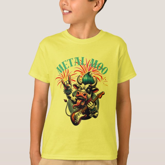 T-shirt     Metal Moo-d – Rockin' Cow with a Guitar (Devant)