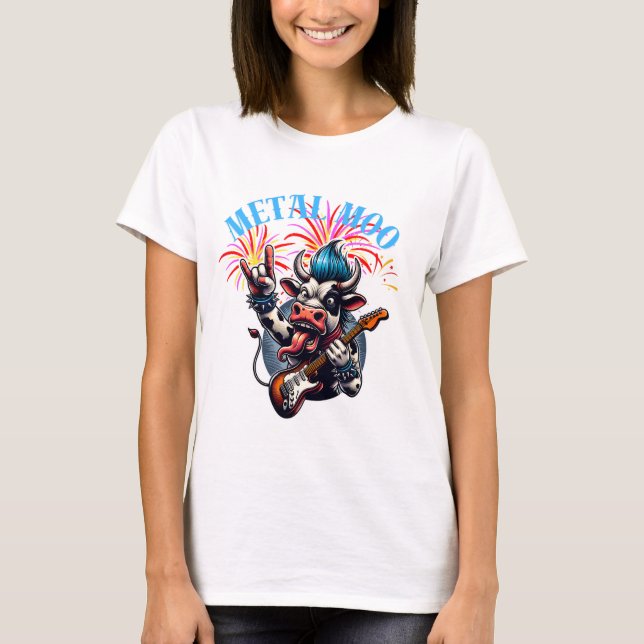 T-shirt     Metal Moo-d – Rockin' Cow with a Guitar (Devant)