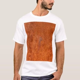 T-shirt métal rouillé patiné : texture orange-rouge.